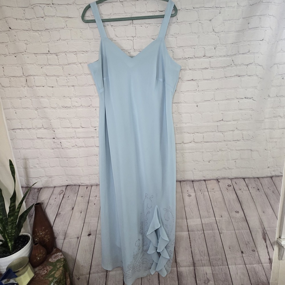 Dressbarn y2k light baby blue beaded ruffled fairy Mermaid dress plus size 20